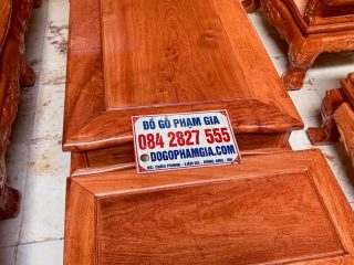 bàn trà kết hợp đôn đầu bàn gỗ hương đá