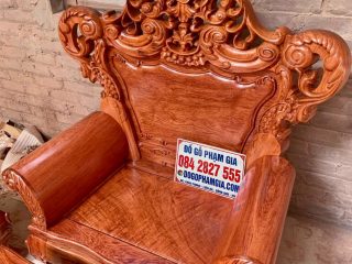 ghế đơn louis hoa hồng lá tây đục tay