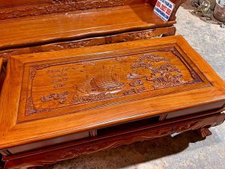 bàn trà gỗ hương đá mặt đục tay thủ công