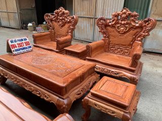 bàn ghế hoàng gia 6 món gỗ hương đá