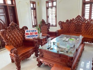 Thiết kế bàn trà nguyên khối đục hoa lá tây