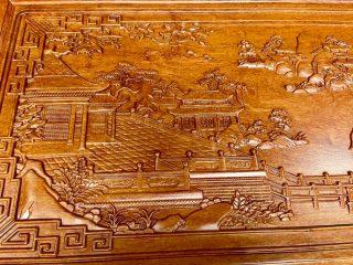 mặt bàn gỗ hương đá đục tranh sơn thủy