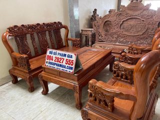 bộ bàn ghế quốc voi gỗ hương đá cao cấp