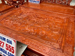 bàn trà gỗ hương đá đục tứ linh