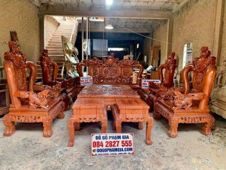 bàn ghế minh quốc nghê đỉnh phượng hóa gỗ hương đá 10 món