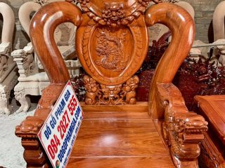 ghế đơn nghê 3 đầu bảo đỉnh gỗ hương đá