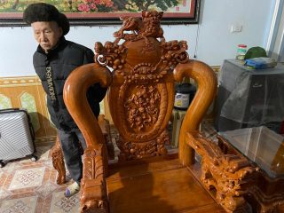 ghế đơn nghê bảo đỉnh gỗ hương đá