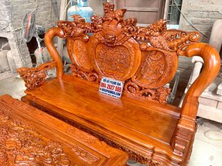 ghế dài nghê phượng gỗ hương đá