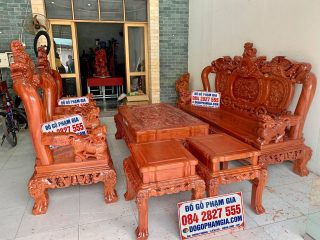 bàn ghế nghê phượng gỗ hương đá