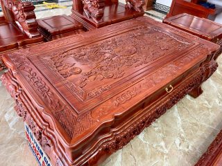 bàn gỗ hương đá đục tứ linh