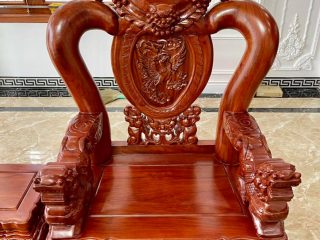 ghế đơn gỗ hương đá nghê 3 đầu