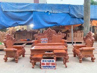 bàn ghế hoàng gia gỗ hương đá nguyên khối