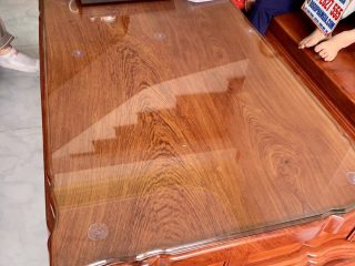 bàn trà mặt tràn nguyên khối gỗ hương đá