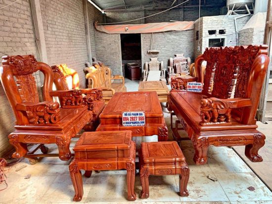 bàn ghế minh quốc voi tay 14 gỗ hương đá hàng chọn vân