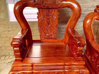 ghế đơn minh quốc gỗ hương đá đục tay