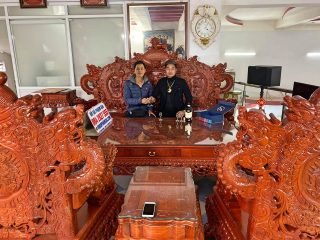 bộ bàn ghế rồng đỉnh đục tay thủ công