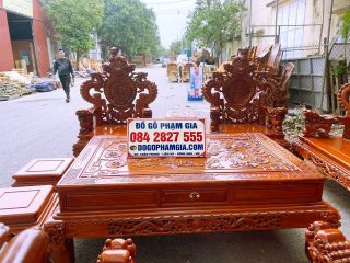 mẫu bàn ghế rồng đỉnh đục thủ công mỹ nghệ