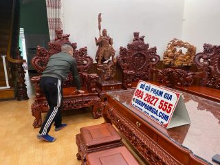 bàn ghế rồng đỉnh gỗ hương đỏ