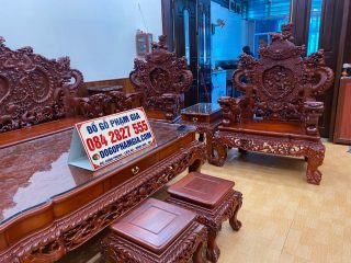 Bàn ghế rồng đỉnh 12 món gỗ hương đỏ