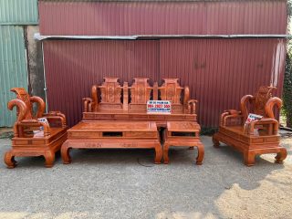 bàn ghế tần thủy hoàng gỗ hương đá mẫu tay cong