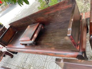 ghế dài vách đặc gỗ trắc Lào