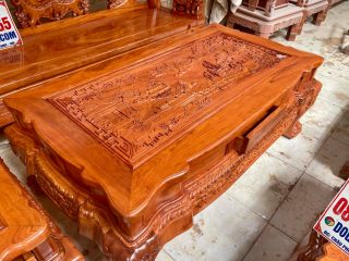 bàn trà gỗ hương đá lựa vân mặt đục