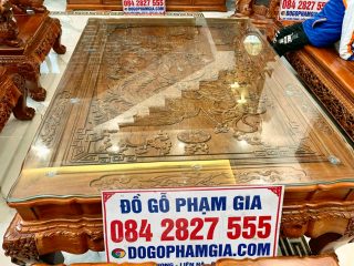 bàn gỗ hương đá đục tứ linh phong thủy