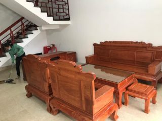 bộ bàn ghế gỗ hương đá 6 món