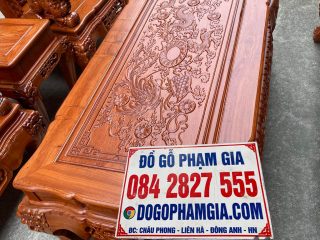 bàn trà gỗ hương đá đục tứ linh