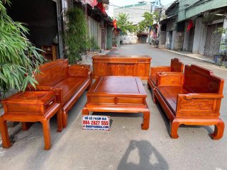 sofa gỗ 6 món gỗ hương Nam Mỹ cao cấp