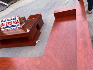 sofa góc chữ L gỗ hương đá cao cấp