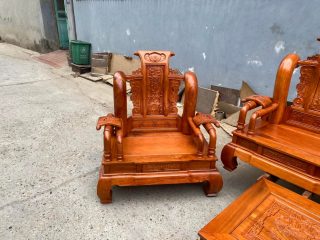 mẫu ghế đơn gỗ hương đá đục tay