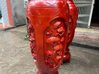mẫu lục bình gỗ xà cử đỏ đục tứ quý