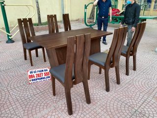 bàn ghế ăn 6 ghế gỗ óc chó cao cấp