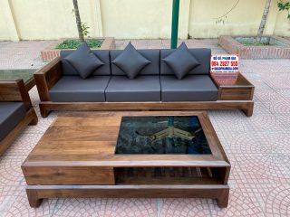 bàn trà gỗ óc chó hiện đại