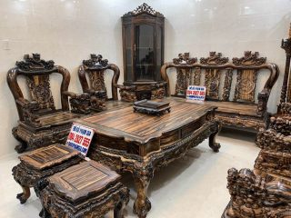 tủ rượu góc gỗ mun hoa lào