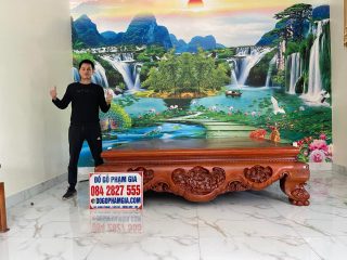 sập gỗ gụ 3 bông