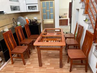bàn ăn 6 ghế gỗ chẹo