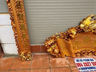 câu đối gỗ gụ đục tay