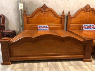 Thành cuối giường gỗ gõ đỏ dày dặn