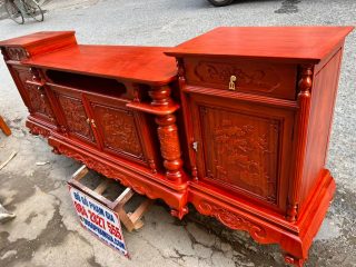 kệ tivi gỗ gõ đỏ cột nho đục tay