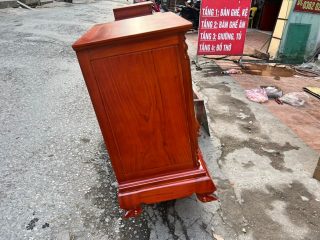 kệ tivi gỗ gõ đỏ cột nho đục tay