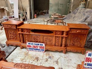 Kệ tivi cột nho gỗ hương đá