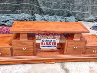 kệ tivi mặt long khung gỗ hương đá