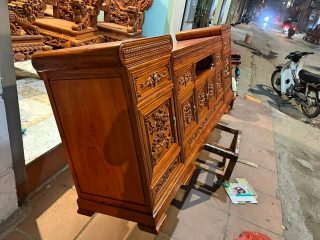 kệ tivi mõ lõm gỗ hương đá cao cấp