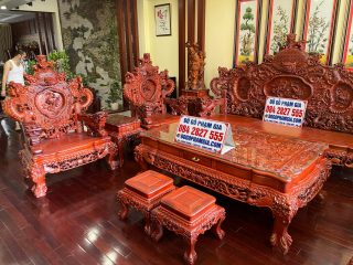 bàn ghế rồng đỉnh gỗ hương đỏ
