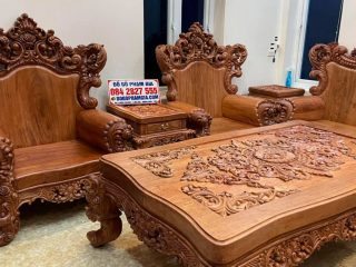 mặt bàn nguyên khối gỗ hương đá