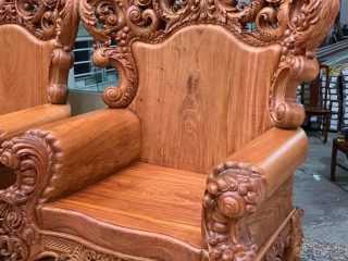 ghế hoàng gia gỗ hương đá đục tay