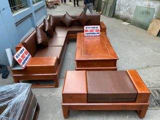 sofa gỗ hương đá góc chữ L