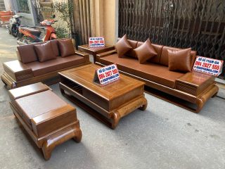 bộ sofa gỗ óc chó sang trọng